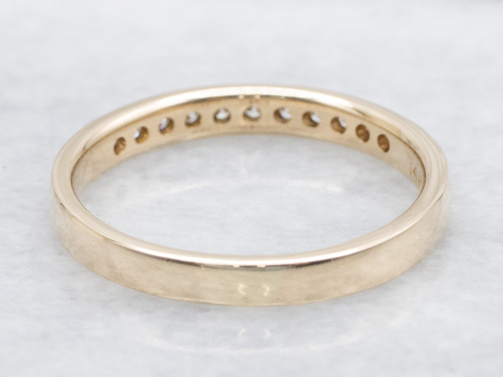 Channel-Set Diamond Yellow Gold Wedding Band