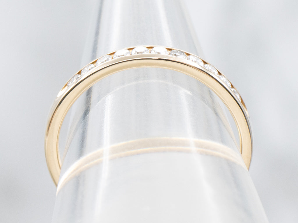 Channel-Set Diamond Yellow Gold Wedding Band
