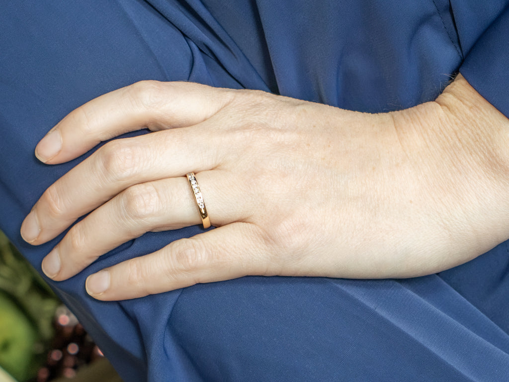 Channel-Set Diamond Yellow Gold Wedding Band