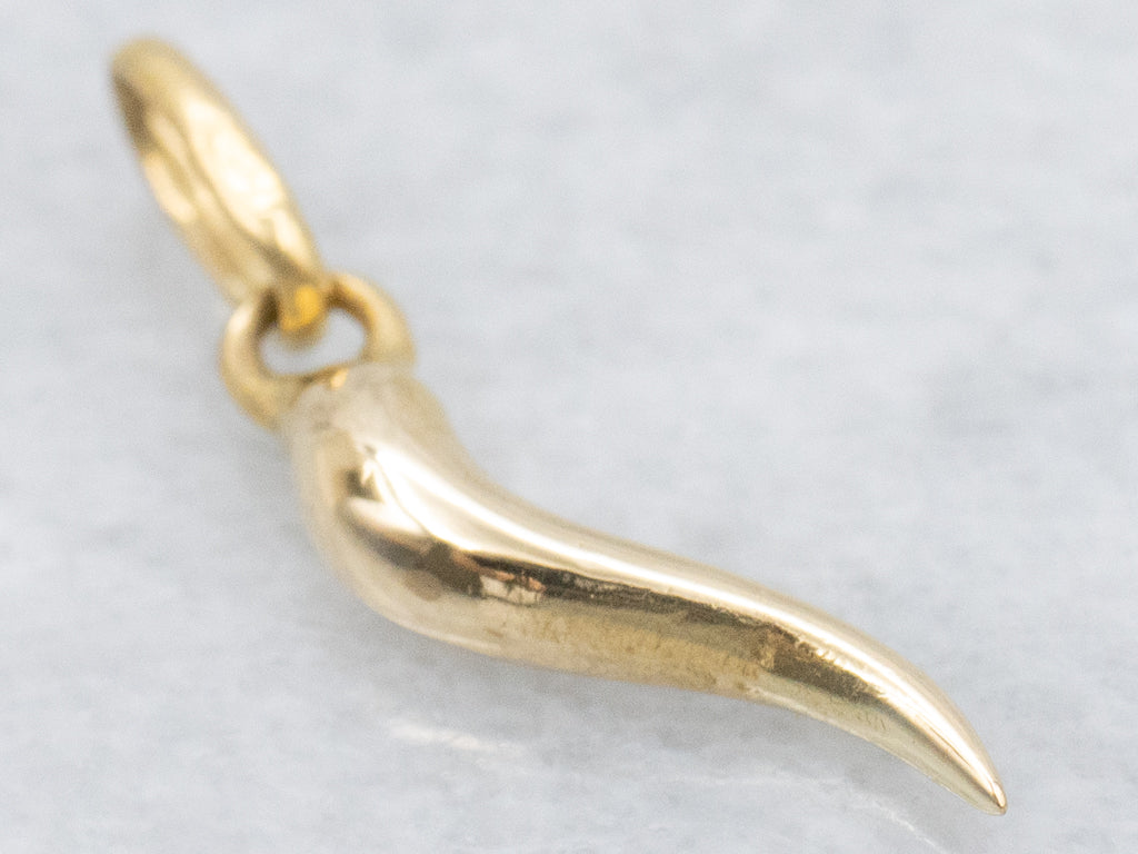 Mini Yellow Gold Italian Horn Charm Pendant