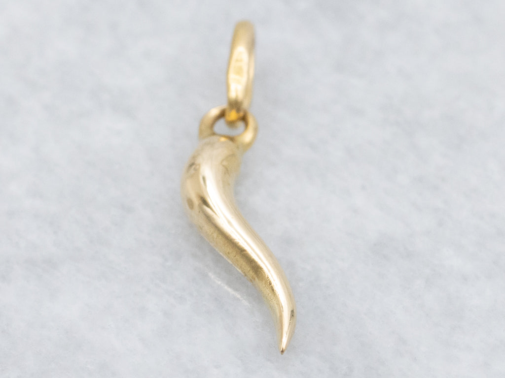 Mini Yellow Gold Italian Horn Charm Pendant