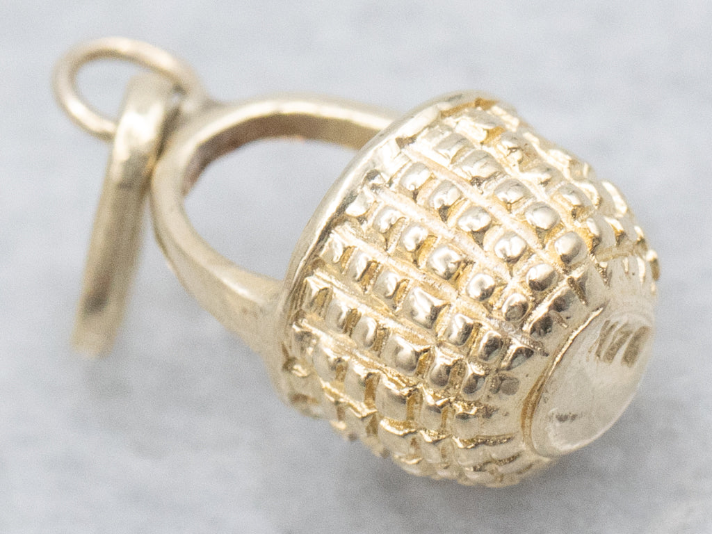 Mini Yellow Gold Basket Charm Pendant