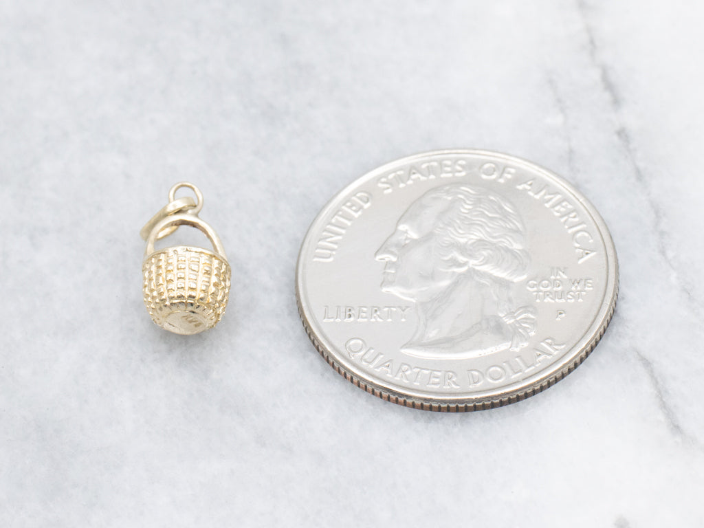 Mini Yellow Gold Basket Charm Pendant