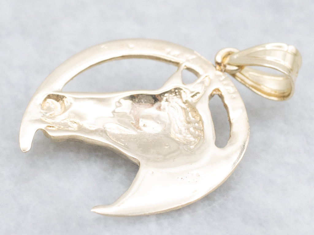 Equestrian Gold Horse and Horseshoe Pendant