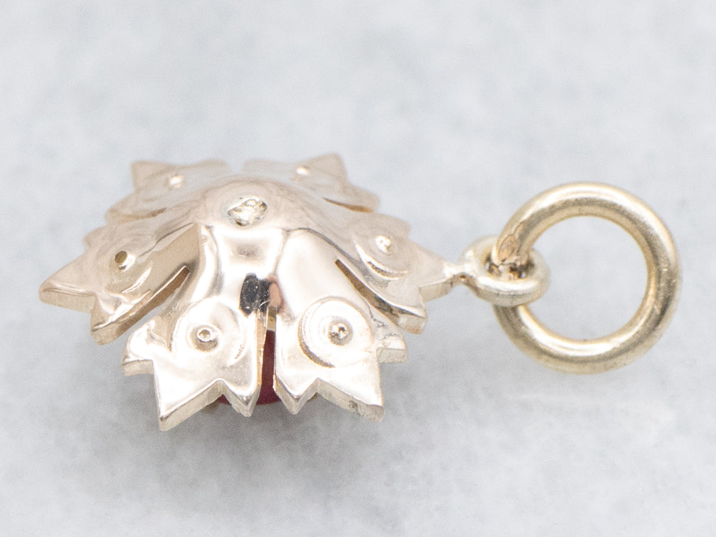 Ruby and Seed Pearl Gold Halo Stickpin Conversion Pendant