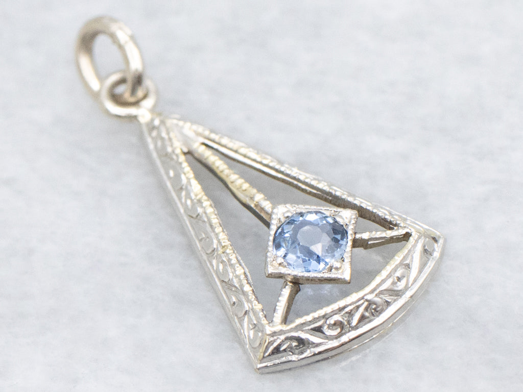 Sapphire Art Deco Era Stickpin Conversion Pendant