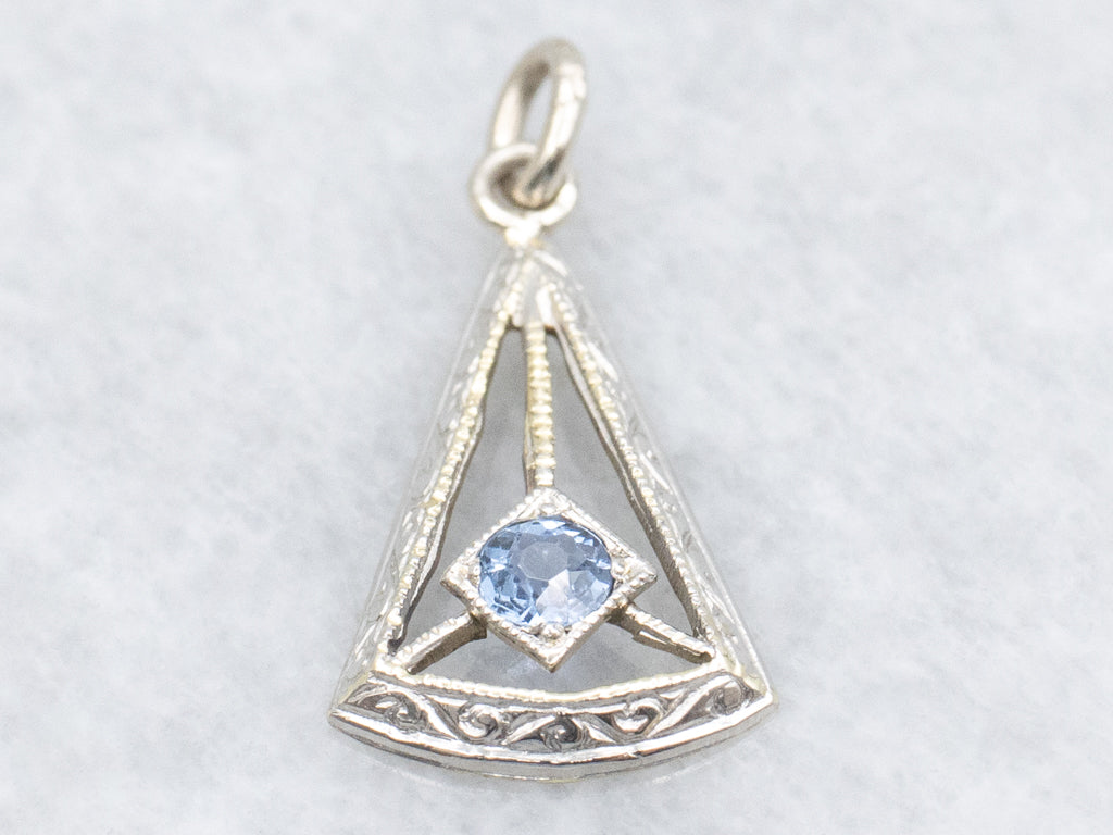 Sapphire Art Deco Era Stickpin Conversion Pendant