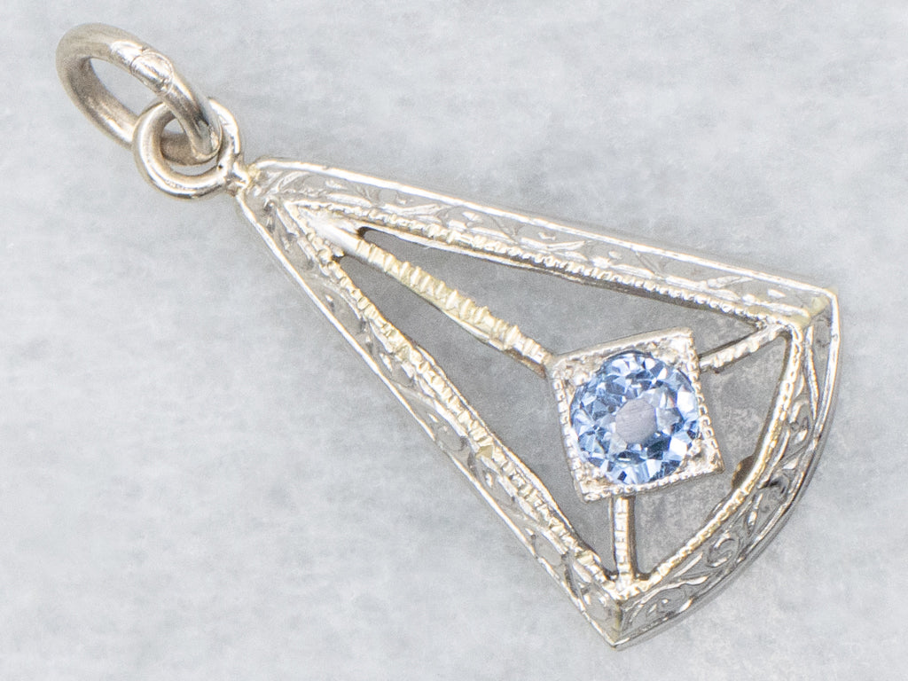 Sapphire Art Deco Era Stickpin Conversion Pendant