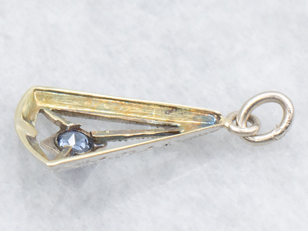 Sapphire Art Deco Era Stickpin Conversion Pendant