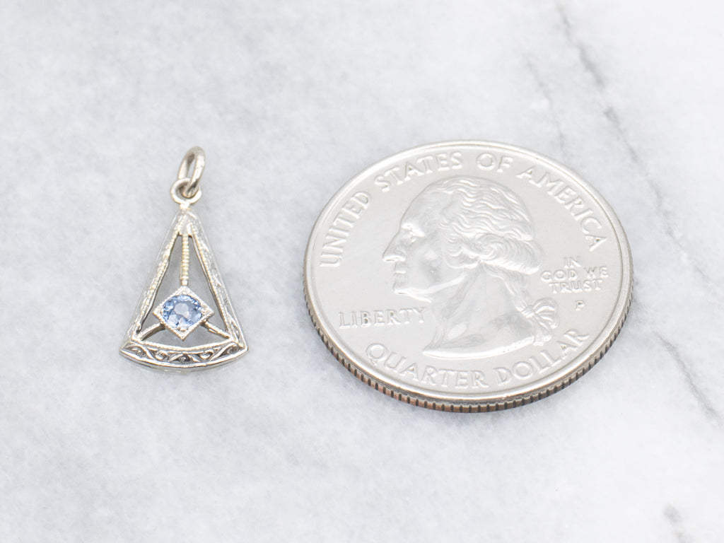 Sapphire Art Deco Era Stickpin Conversion Pendant