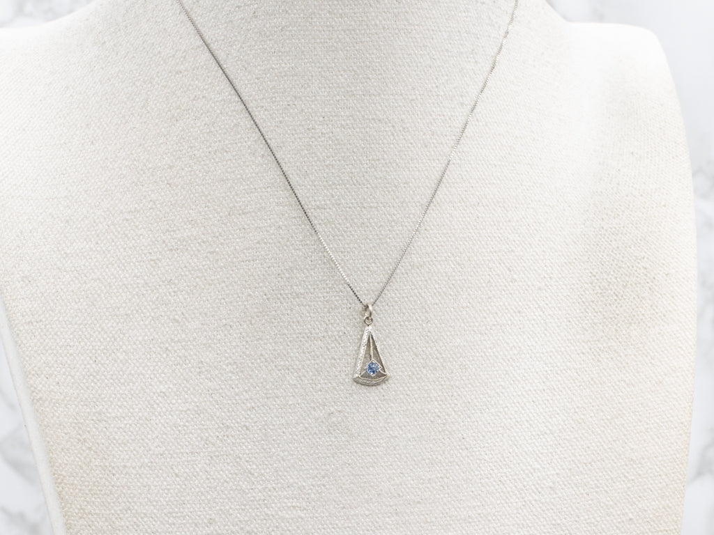 Sapphire Art Deco Era Stickpin Conversion Pendant