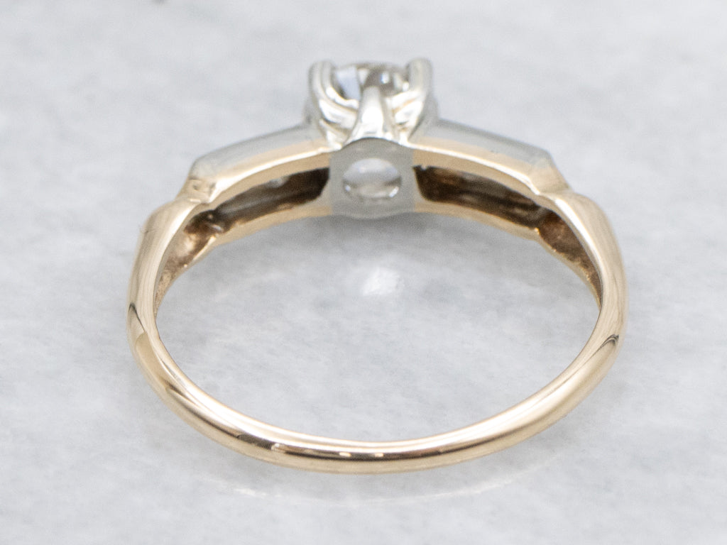 Retro Era Diamond Engagement Ring with Milgrain Details