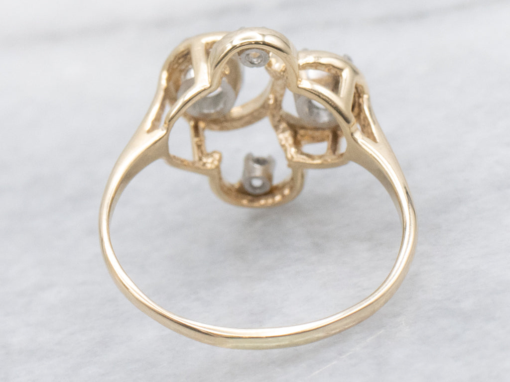Funky Multi-Diamond and Gold Cocktail Ring