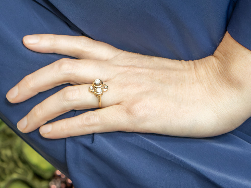 Funky Multi-Diamond and Gold Cocktail Ring