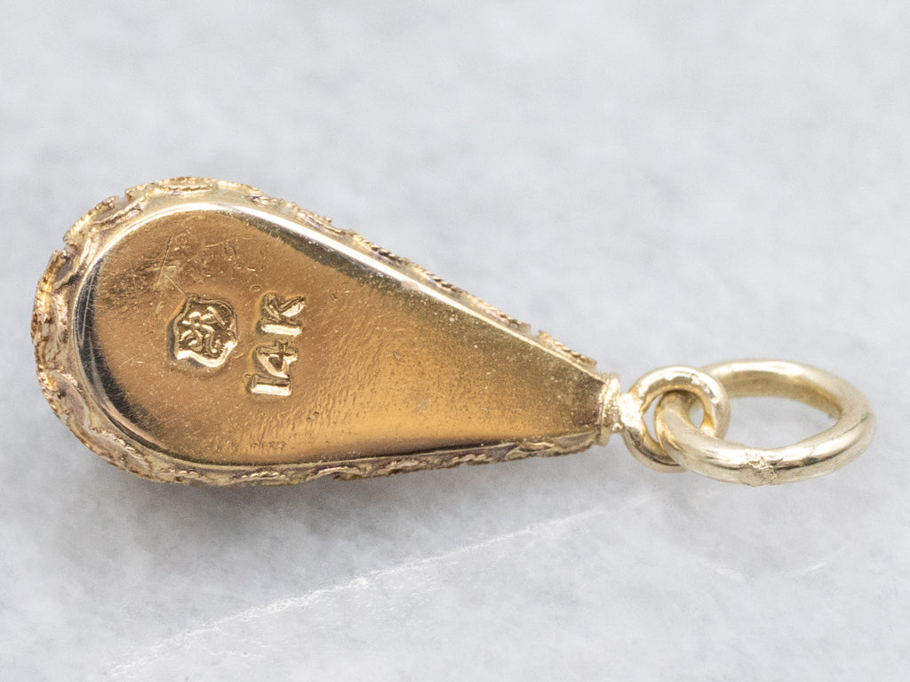 Etruscan Revival Seed Pearl and Gold Stick Pin Conversion Pendant