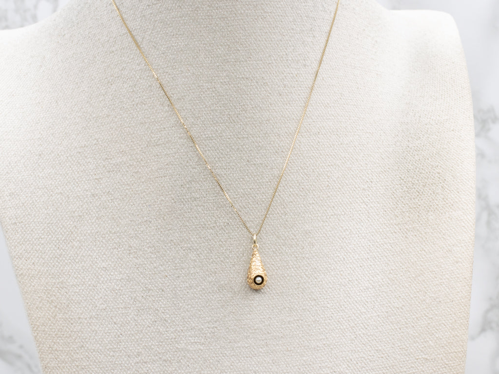 Etruscan Revival Seed Pearl and Gold Stick Pin Conversion Pendant