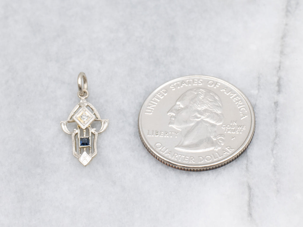 Art Deco Diamond and Sapphire Doublet Pendant