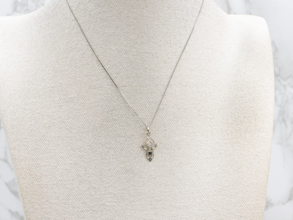 Art Deco Diamond and Sapphire Doublet Pendant