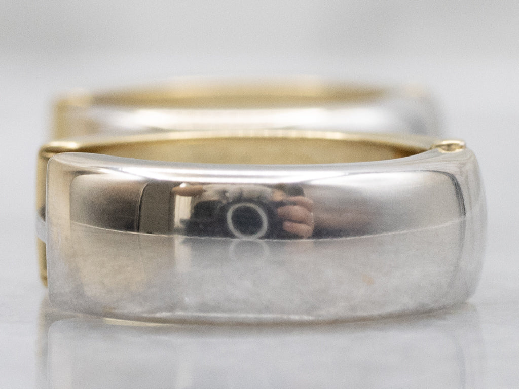 18-Karat Two-Tone Gold Wide Huggie Hoop Earrings