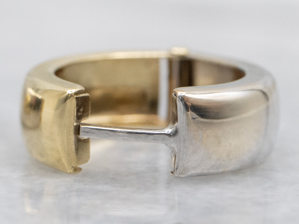 18-Karat Two-Tone Gold Wide Huggie Hoop Earrings