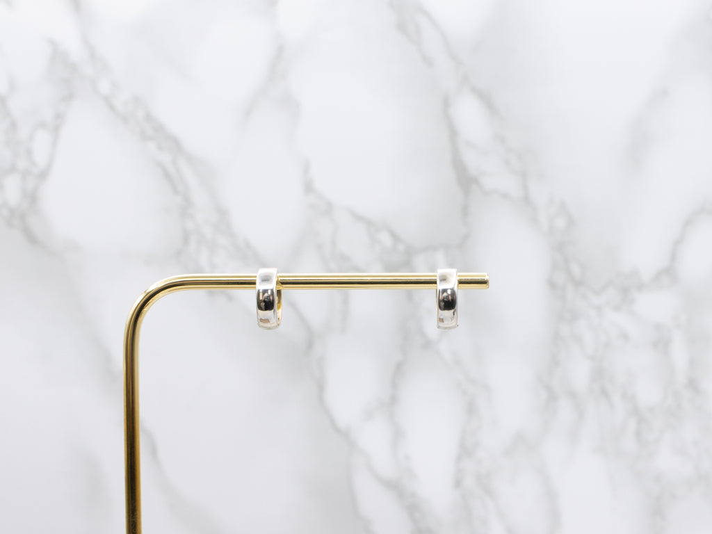 18-Karat Two-Tone Gold Wide Huggie Hoop Earrings