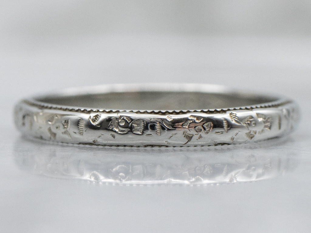Antique 18-Karat Gold Floral Patterned Band