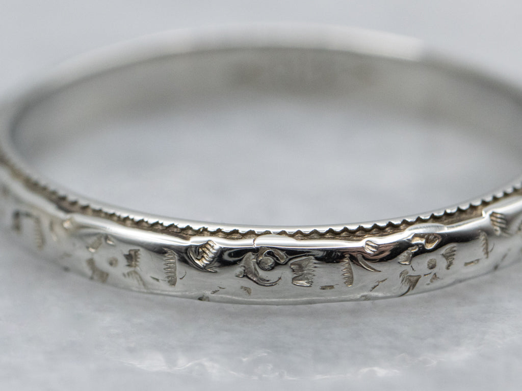 Antique 18-Karat Gold Floral Patterned Band