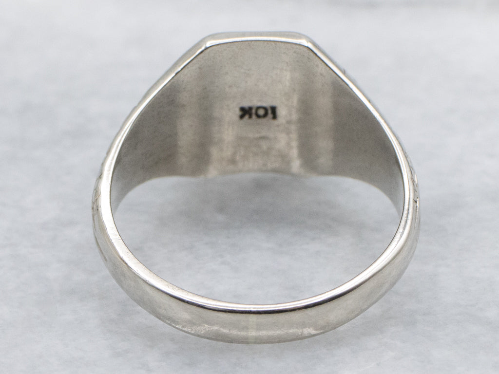 1920s Octagonal-Top White Gold Signet Ring