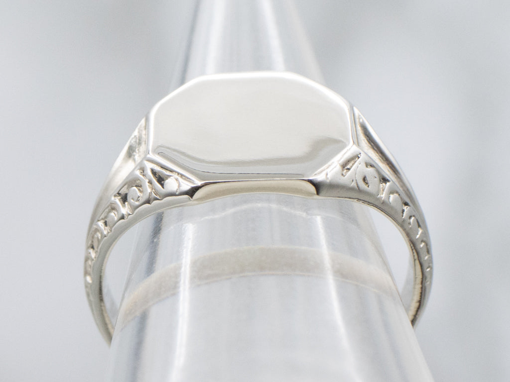 1920s Octagonal-Top White Gold Signet Ring