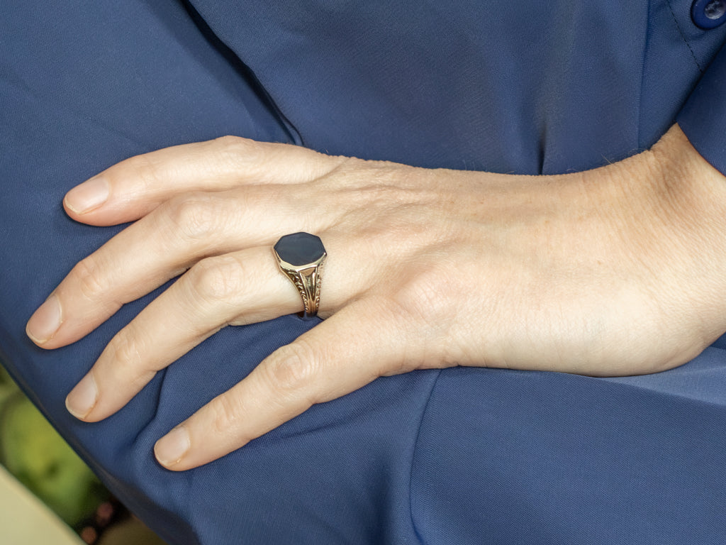 1920s Octagonal-Top White Gold Signet Ring