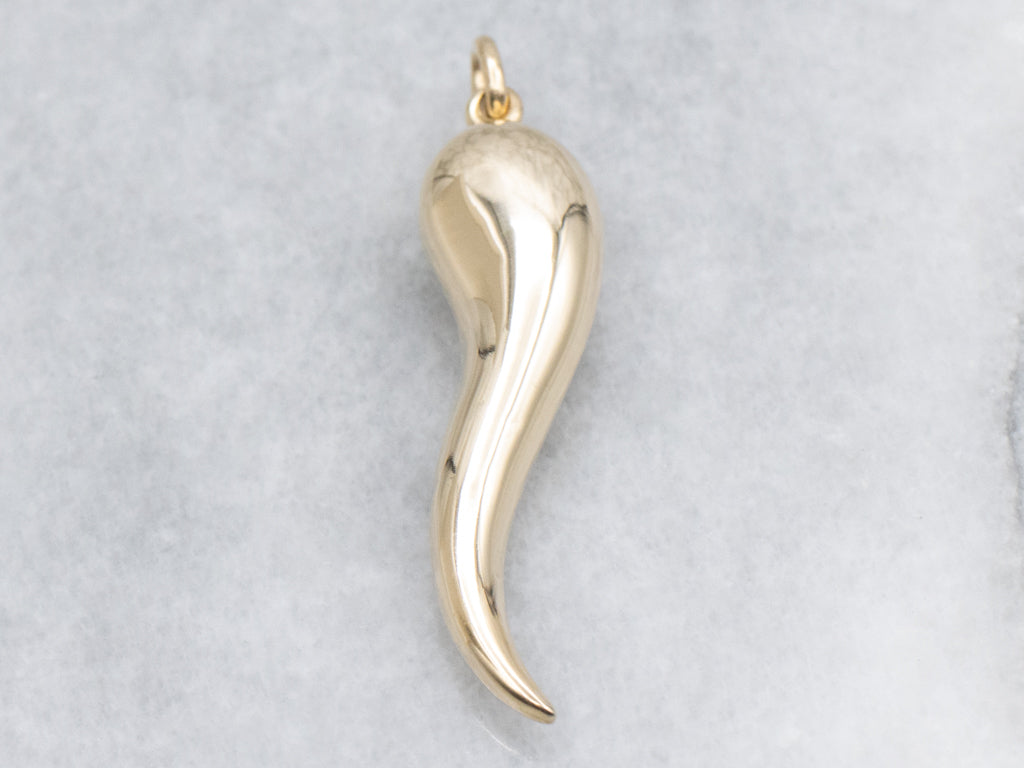 Yellow Gold Italian Horn Charm Pendant