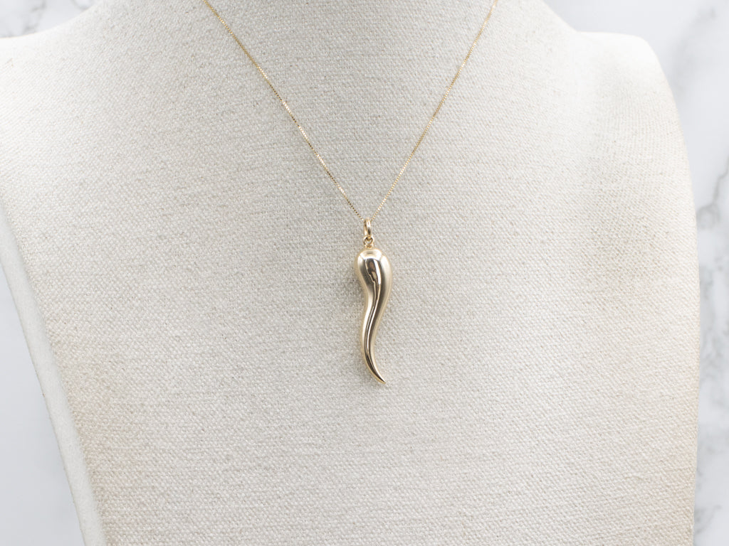 Yellow Gold Italian Horn Charm Pendant