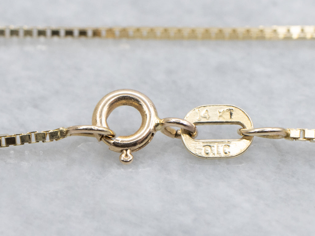 Long Italian Yellow Gold Box Chain