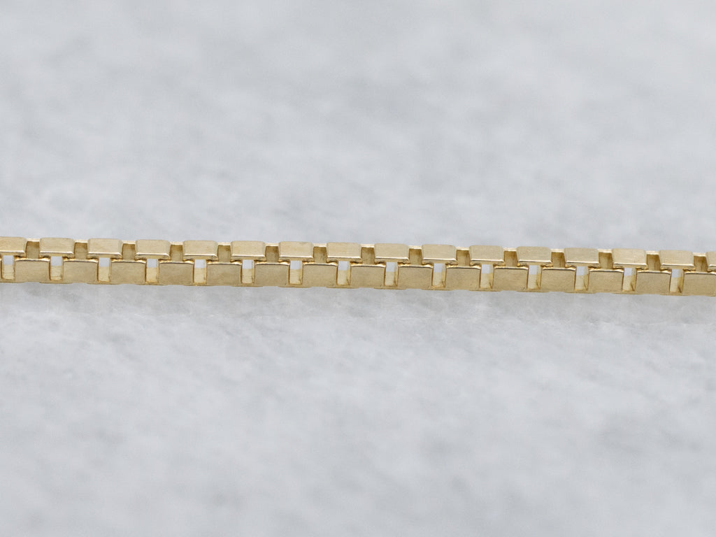 Long Italian Yellow Gold Box Chain