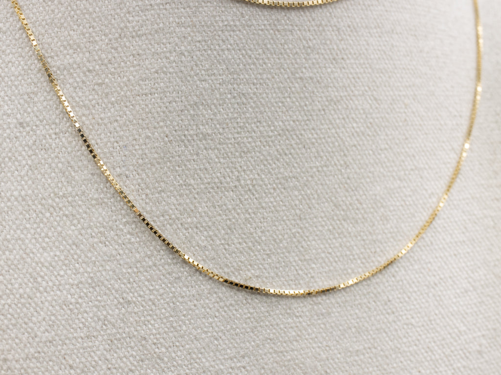 Long Italian Yellow Gold Box Chain