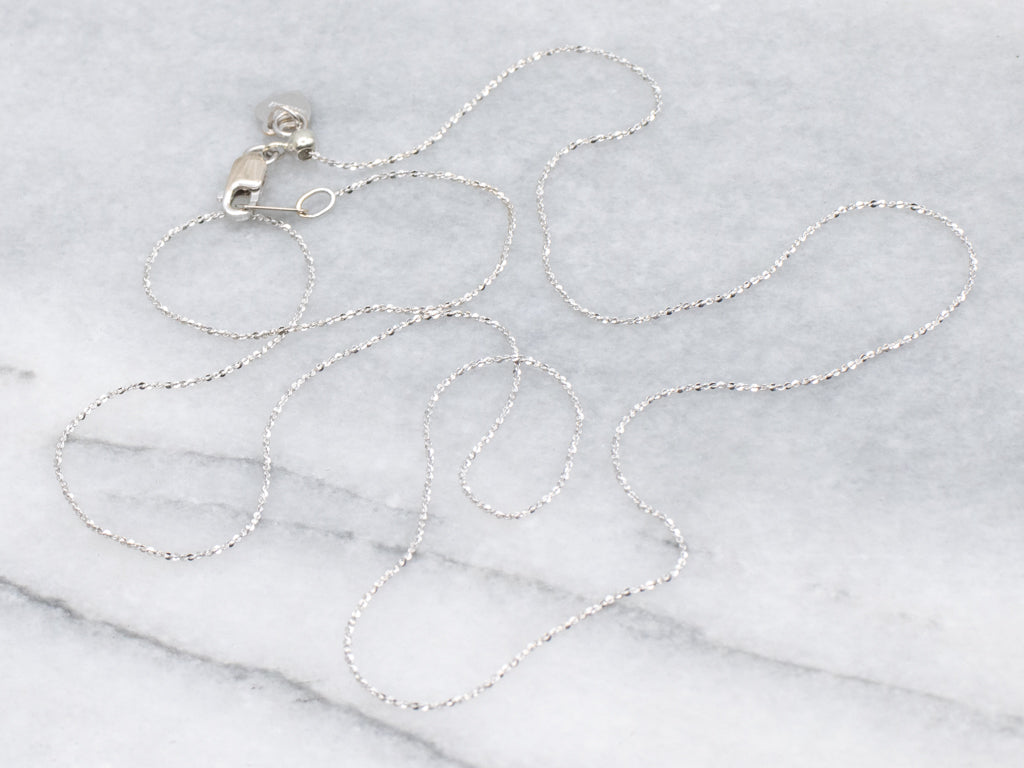 Italian White Gold Adjustable-Length Krinkle Link Chain