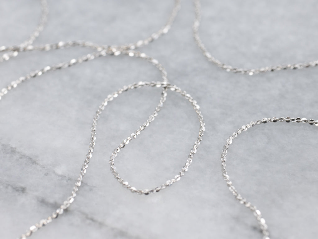 Italian White Gold Adjustable-Length Krinkle Link Chain