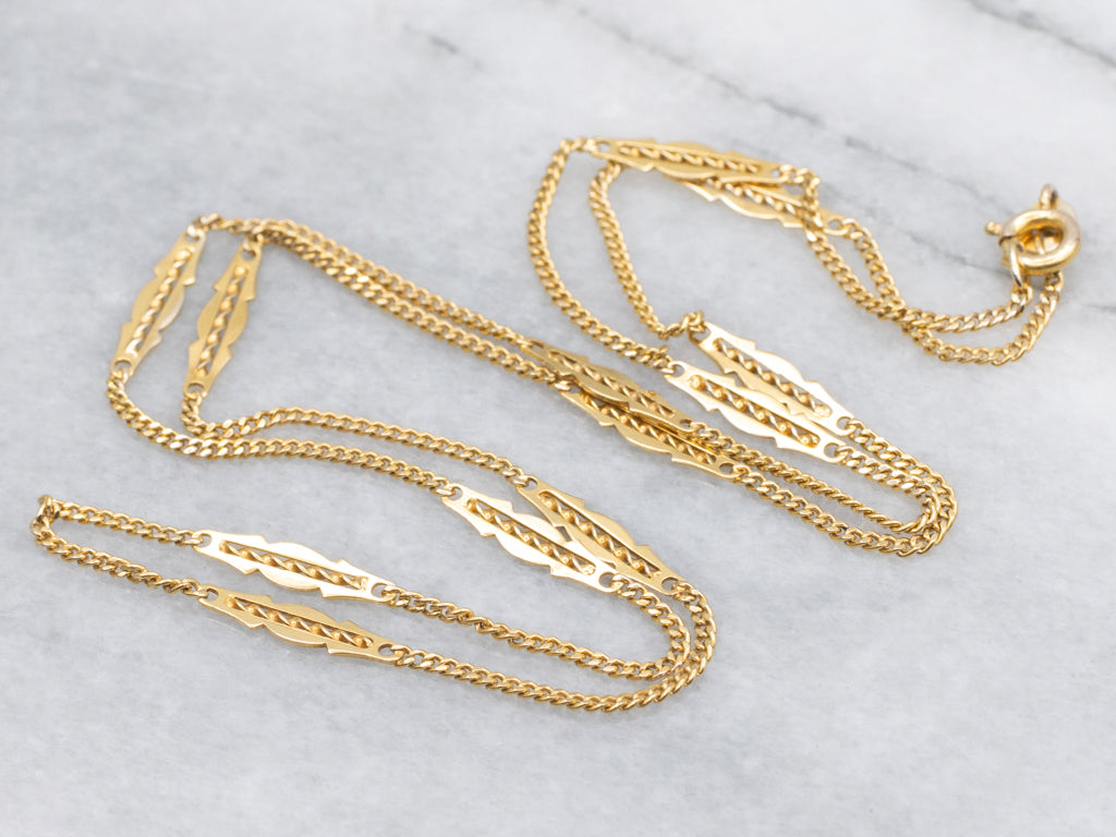 Yellow Gold Station Link Curb Chain