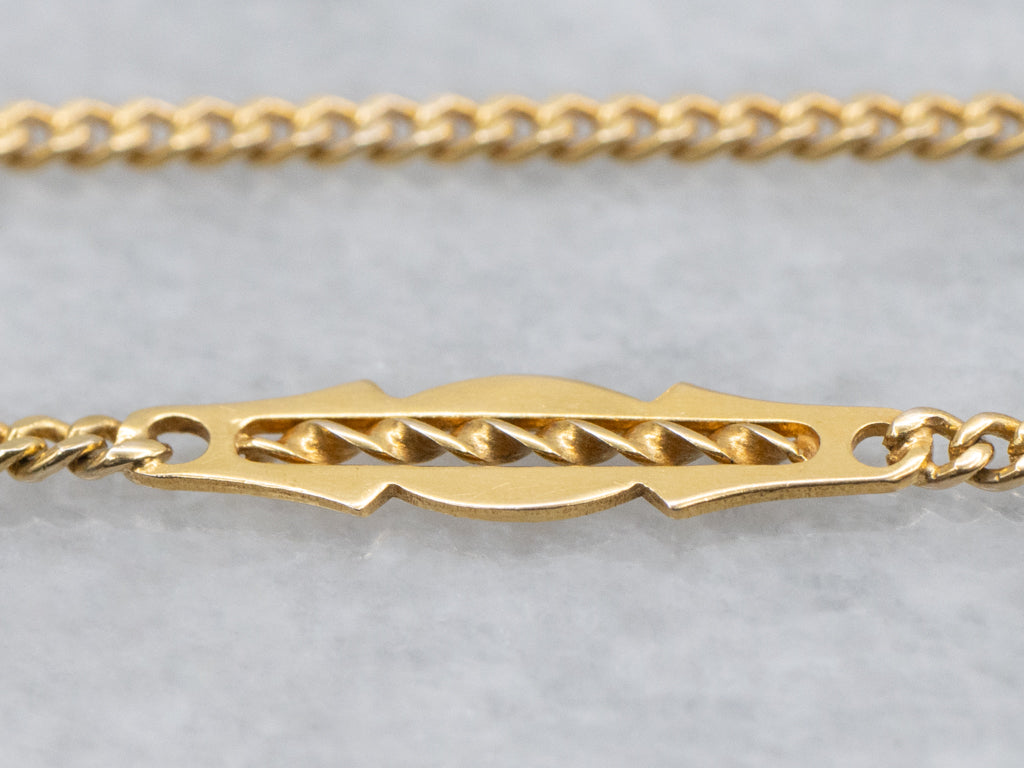 Yellow Gold Station Link Curb Chain