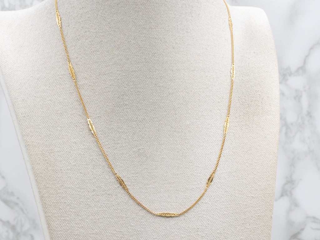 Yellow Gold Station Link Curb Chain