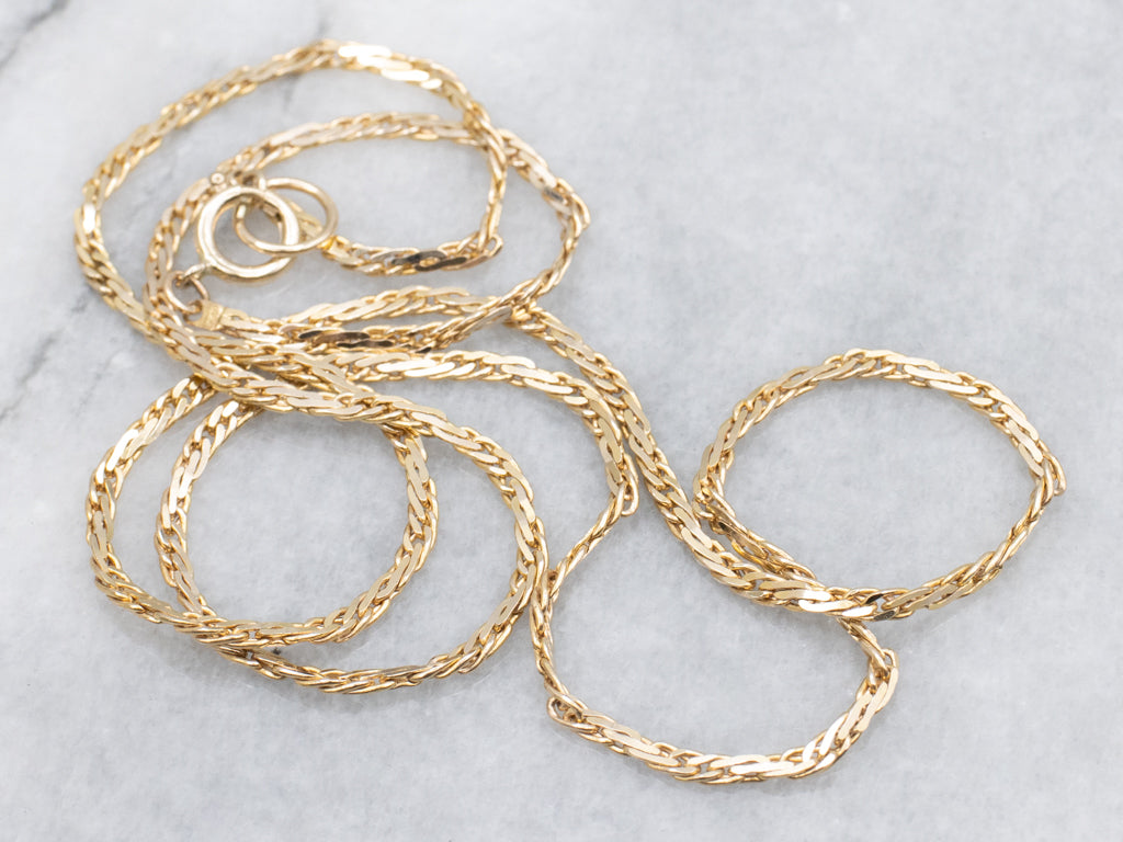 Stiff Yellow Gold Link Chain with Spring Ring Clasp