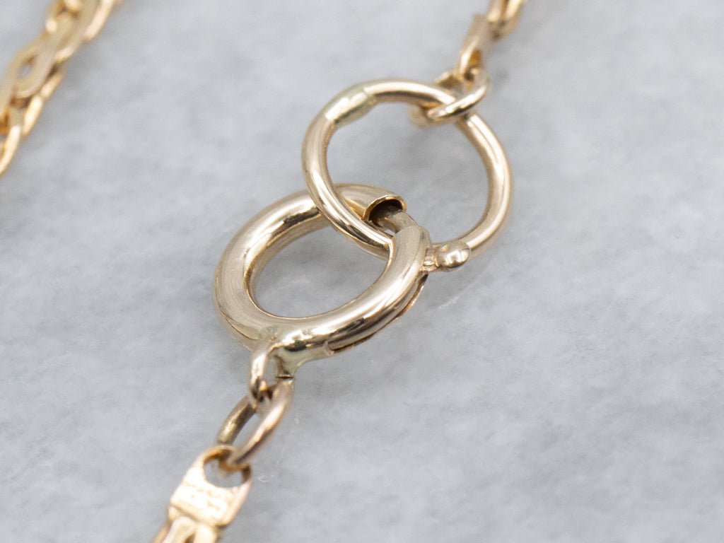 Stiff Yellow Gold Link Chain with Spring Ring Clasp