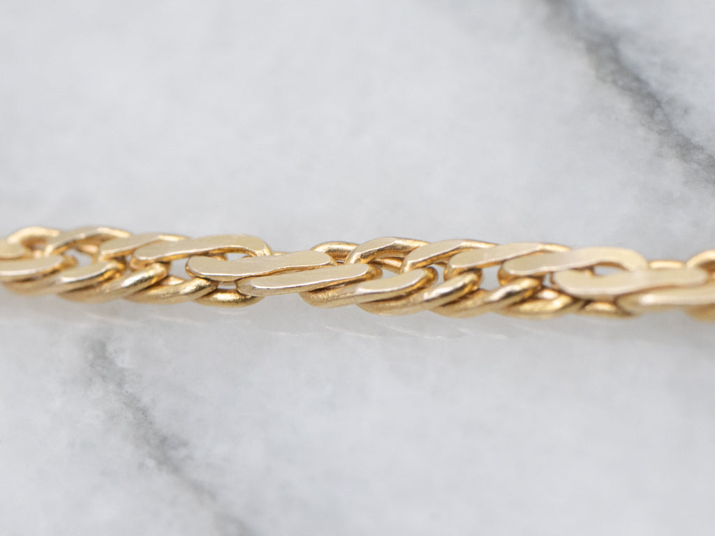 Stiff Yellow Gold Link Chain with Spring Ring Clasp