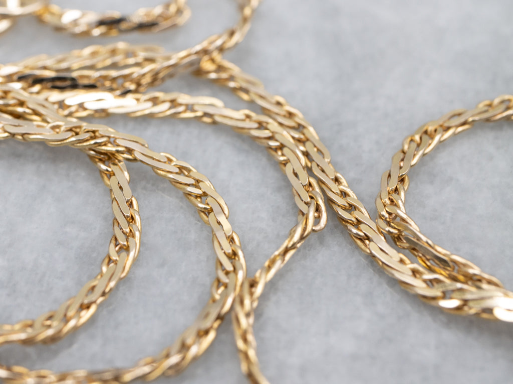 Stiff Yellow Gold Link Chain with Spring Ring Clasp