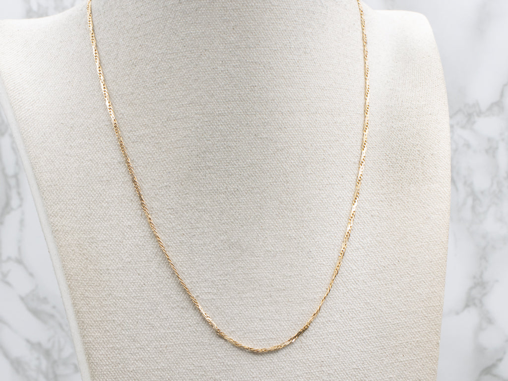 Stiff Yellow Gold Link Chain with Spring Ring Clasp