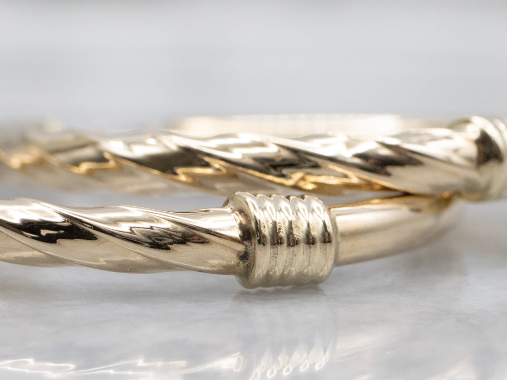 Partial Twist Yellow Gold Hoop Earrings