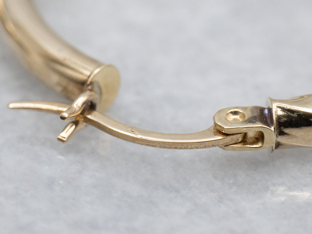 Partial Twist Yellow Gold Hoop Earrings