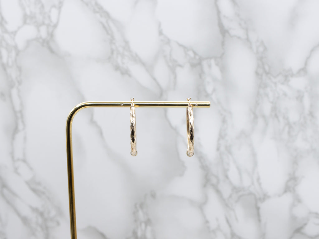 Partial Twist Yellow Gold Hoop Earrings