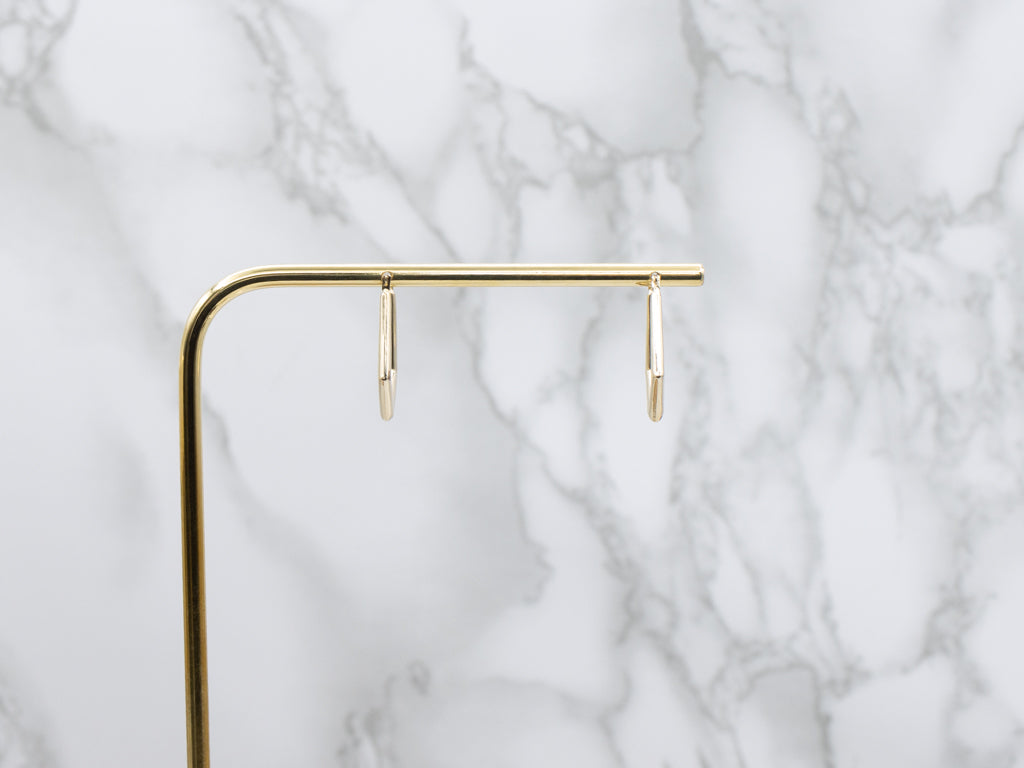 Geometric Yellow Gold Puff Hoop Earrings
