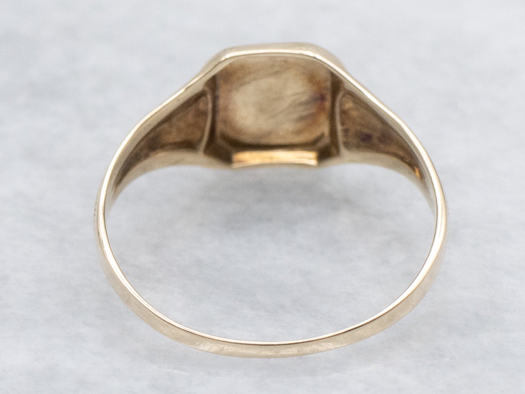 Mini Plain Rectangle Gold Vintage Signet Ring